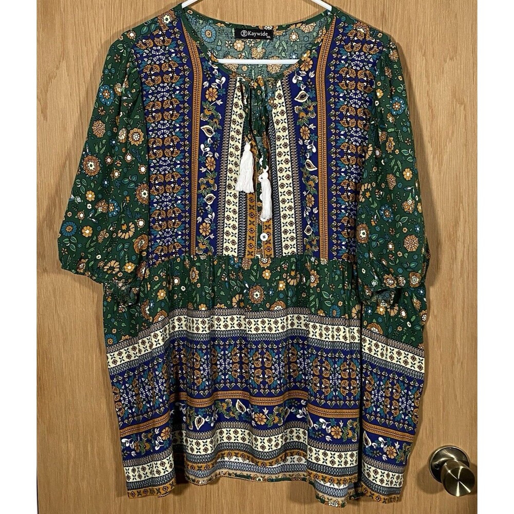 Women's 2X Boho Top Babydoll Peasant Flowy CottageCore BloomCore Indie Beachy